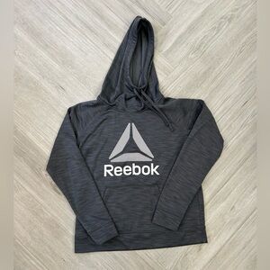 Reebok Gray and Silver Hoodie Sweatshirt Medium